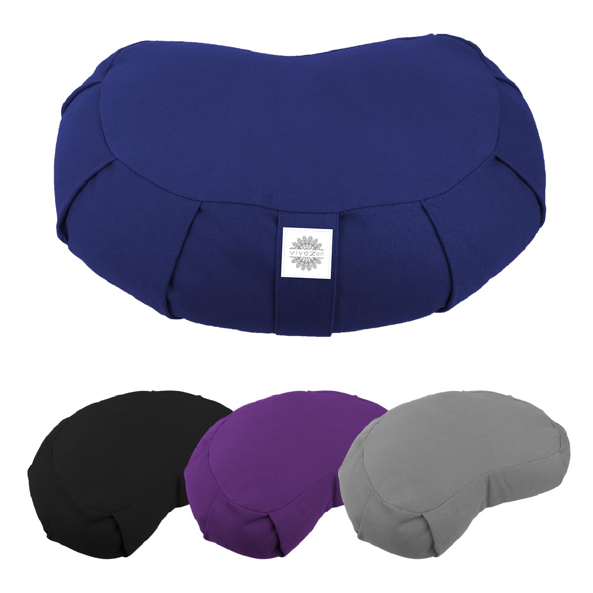 Vivezen - Pouf, zafu, cuscino da meditazione, yoga - Mezzaluna - 44 x 27 x 13 cm