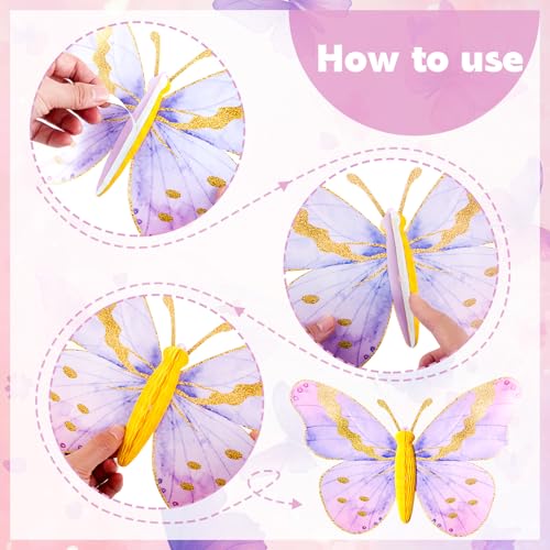 Image of SUNBEAUTY 10 Pcs Butterfly Party Decorations 3D Butterfly Hanging Birthday Decoration Pink Purple Butterflies Honeycomb Decor for Girls Women Birthday Baby Shower Wedding Garden Party Supplies