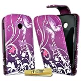Compatibilità: 1 Accessory Master - Custodia in Pelle per Samsung Galaxy Young S6010, Motivo: Floreale, Colore: Viola