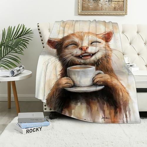 Couverture flanelle chat mignon cadeau polyvalent toutes saisons