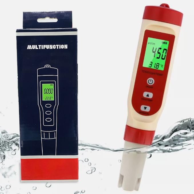TDS Meter Digital Water Tester, 4-in-1 pH TDS EC Temp Water Tester for Drinking Water pH Meter for Water Tester High Accuracy, Ideal for Pool/Aquarium/Water
