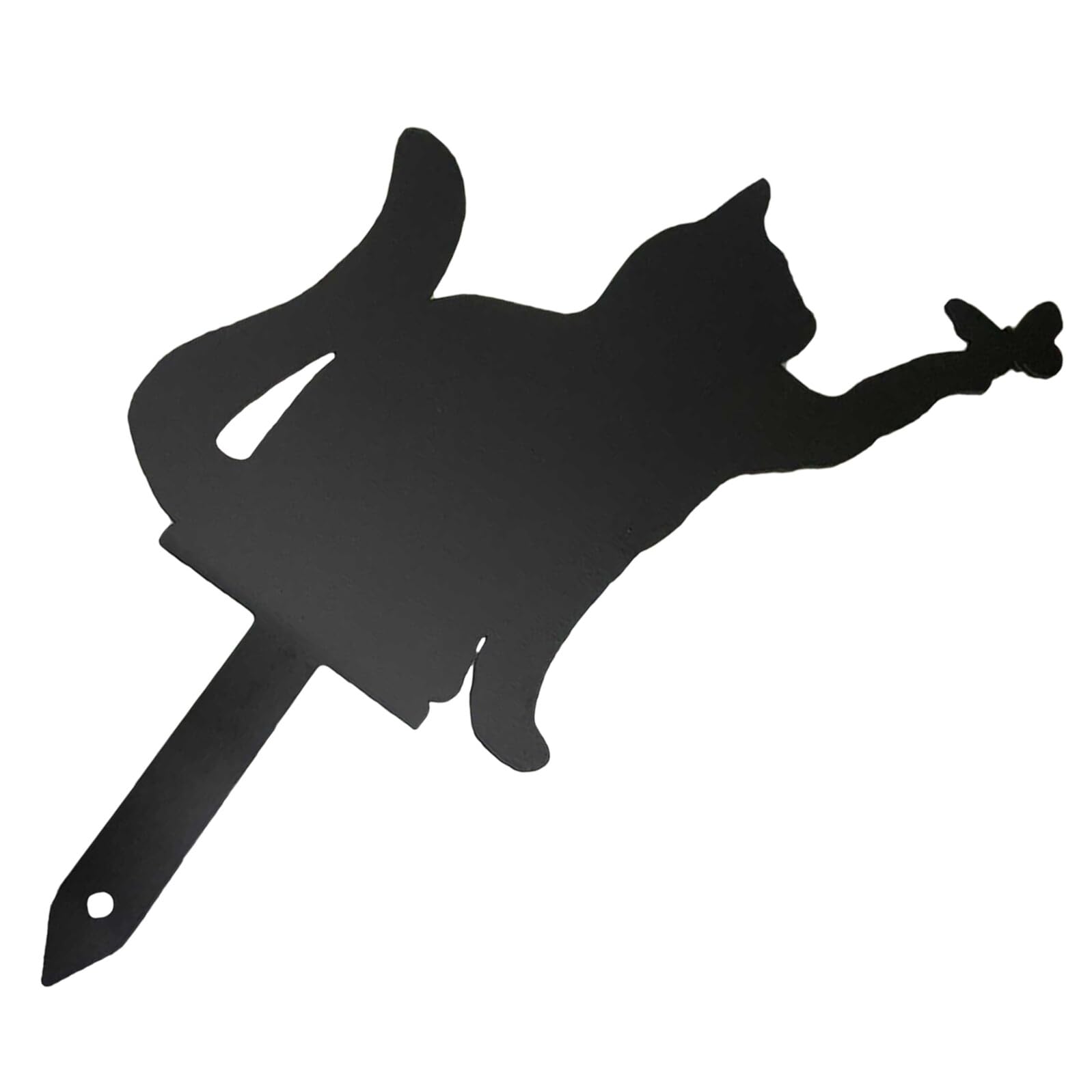Chat en métal noir de jardin Ciieeo avec une finition soignée en fer forgé pour parterre