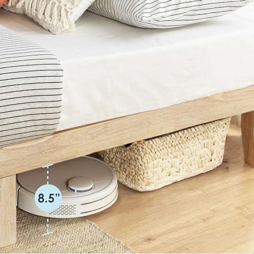 Mellow Naturalista Classic 12 Inch Solid Wood Platform Bed with Wooden Slats, Queen, White Wash