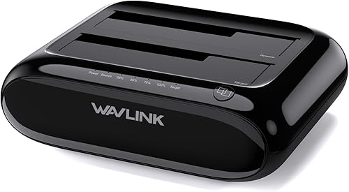 WAVLINK Estación de acoplamiento para disco duro de doble bahía, USB 3.0 a SATA IIIIII para HDDSSD de 2.5 o 3.5 pulgadas con bisel fijo, función de