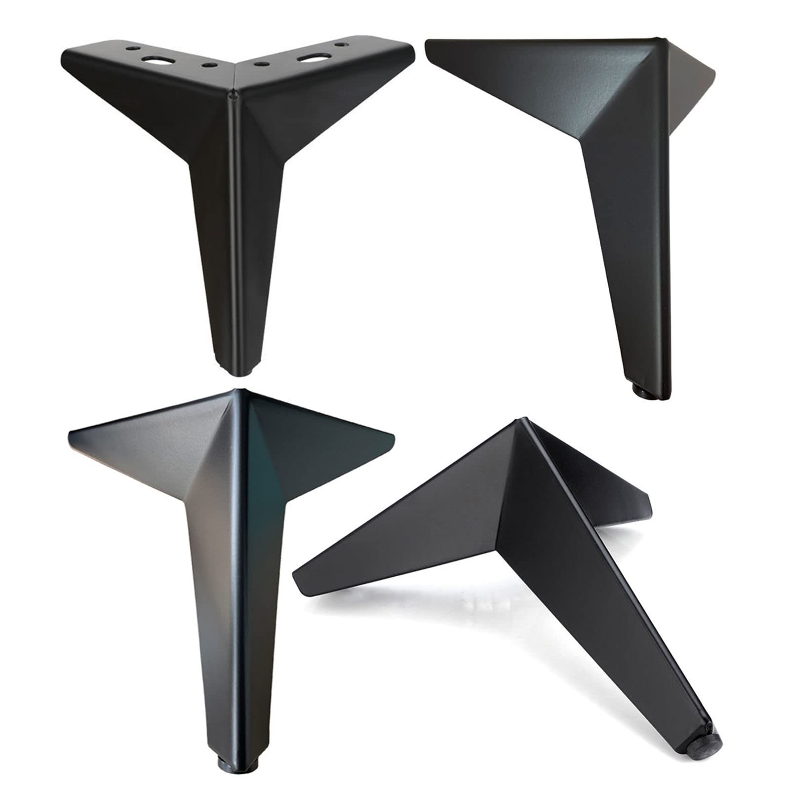 EEUK Poten voor meubels set van 4, moderne stijl meubels bank benen metalen driehoek voeten diy bank vervangende onderdelen voor kast dressoir stoelzwart-13cm/5.1inch