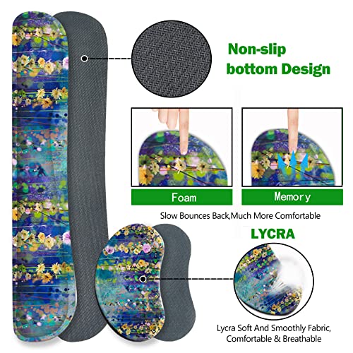 Image of ARTSO Large Gaming Mouse Pad Set, Keyboard Wrist Rest Support + Mouse Wrist Cushion + Extended Mousepad + Coaster, 35x15.5in Multifunctional Desk Mat 4pcs, Oil Painting Flowers