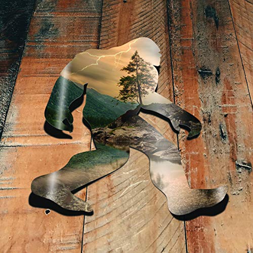 Image of Bigfoot Sasquatch Laminated Vinyl Decal Sticker | 5.5-Inch by 4-Inch | Custom Overlay Sticker Series | Sasquatch Hunter Window Accesories | PD3205