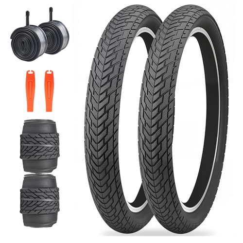 ZUKKA Set Paar Fahrradreifen 20x 2,35 Zoll Faltbar Reifen 30 TPI Fahrrad Mantel 60-406 Ersatz und 2Pcs 20 Zoll Schlauch für Mountainbike BMX Freestyle Kids Bike Cruiser Bike Faltrad，Schwarz