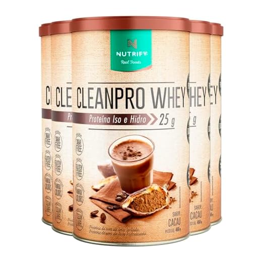Kit 5 Clean Pro Whey Hidrolisado Cacau Nutrify 450g