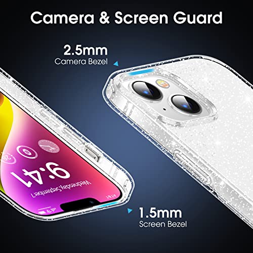 Casekoo Crystal Clear For Iphone 14 Plus Case, [Not Yellowing] [Military Grade Drop Protection] Shockproof Protective Phone Case 6.7 Inch 2022 (Glitter) #TOP3