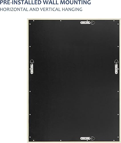 Miniatura 8 de Espejo vintage marfil montado en la pared para sala de estar, dormitorio, baño, 32 x 24 pulgadas