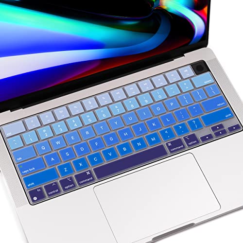 May Chen Keyboard Cover for 2021 MacBook Pro 16 inch & MacBook Pro 14 inch Models: A2485 A2442 ( M1 Pro chip or M1 Max chip), for MacBook Pro 16 & MacBook Pro 14 Keyboard Skin Protector, Gradient blue