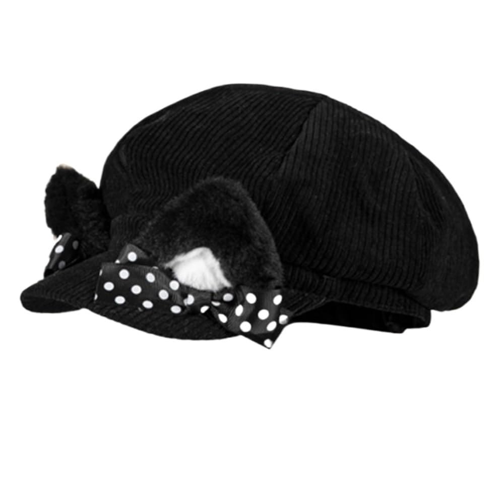 Chapeau octogonal d'hiver en maille noire : l'élégance d'un béret d'artiste qualitatif