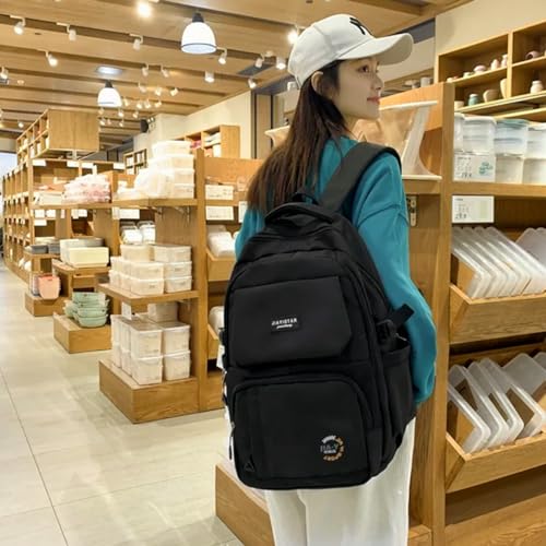 Mochila De Costas Feminina Fofa Escolar Impermeável Kawaii Para Notebook Preta