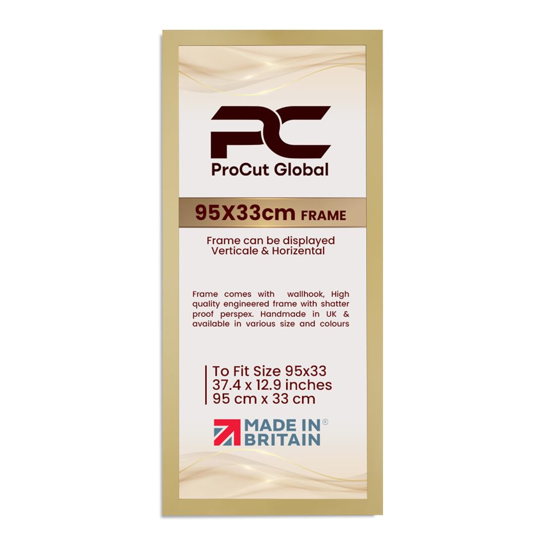 Procut Global 95X33CM Mustard Yellow Picture Frames - Modern Wooden Photo Frame with Shatterproof Perspex for Wall or Tabletop - Perfect for Posters, Certificates, Prints - Sizes & Colors Available — image 1