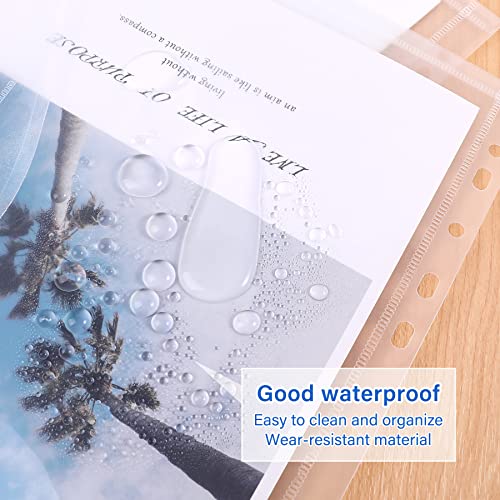 Vobou 12 Pack Plastic Envelopes Clear Binder Pocket 11 Holes Expandable Binder Folders For 2/3/4 Ring Document Pouch, Snap Button And Lable Poly Envelopes For School, Home And Office #TOP4