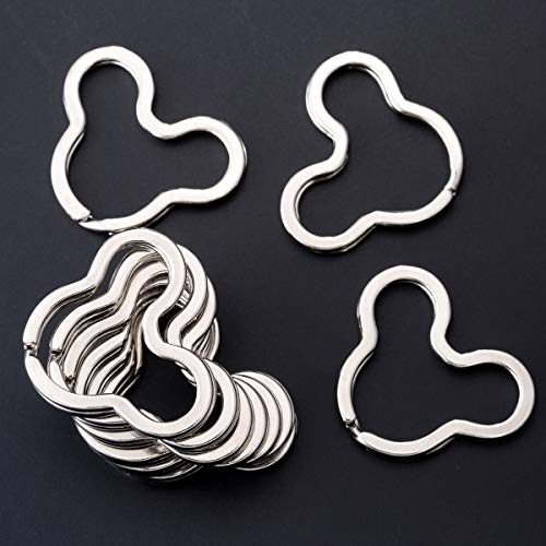 Heyous 10Pcs Creative Flat Key Ring Silver Diy Metal Key Holder Keyring Keychain Hoop Loop Mickey Mouse Shape #TOP4