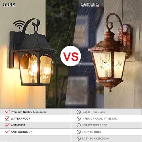 Dusk to Dawn Outdoor Wall Lantern for Home Porch Garage Entryway Front Door, Exterior Sconce Light Fixtures, Anti-Rust Waterproof Wall Mount Wall Light with Clear Glass and Light Sensor