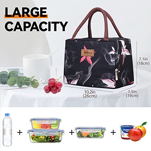 Homespon Insulated Lunch Bag For Women Men Lunch Box Cooler Aesthetic Lunch Tote With Pocket For Work Picnic (Pink Flower) #TOP4