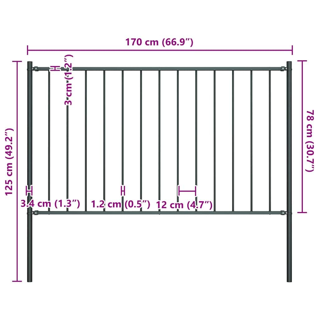 Woerden, pannello di recinzione con pali in acciaio, 1,7 x 0,75 m, rete metallica per giardino, per recinzioni in filo di acciaio, per patio, filo esterno