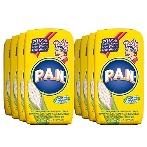 P.A.N. White Corn Meal Precooked Gluten Free and Kosher Flour for Arepas, 1 Kilogram (35