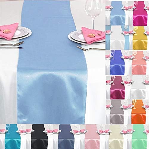 Time to Sparkle 10 Pack Satin Table Runners 12"x108"inch Chair Sashes Swags Wedding Party Table Decoration - Black