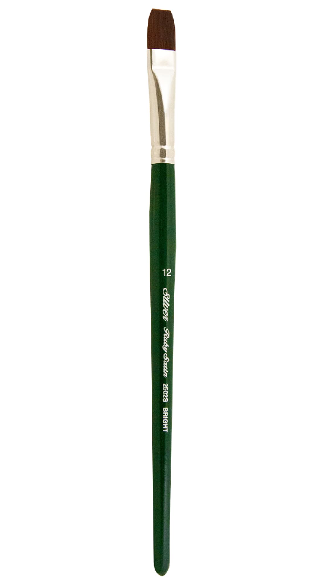 Silver Brush Limited Hunter Green Silver Brush Series 2502S Ruby Satin Bright Brush With Short Handle, Stiff Synthetic Filaments, Size 12