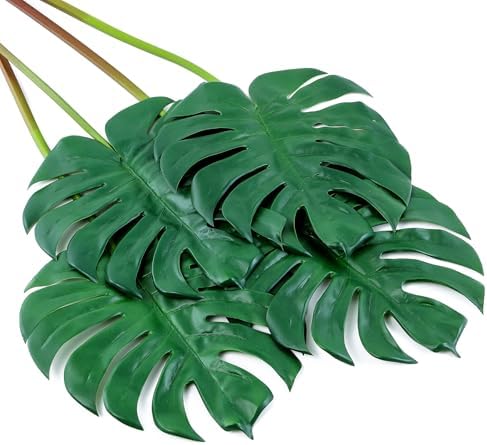 Artificial Monstera Leaves with Long Stem,Fake Tropical Palm Leav...
