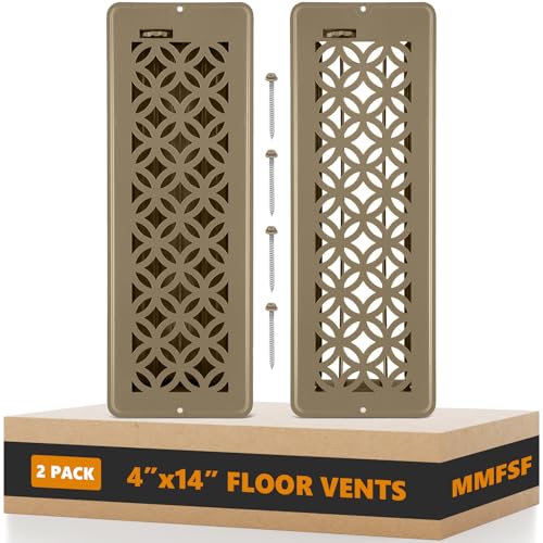 Floor Vent Covers Floor Register 4x14 2 Pack Adjustable Decorative Vent Covers for Home Floor Ceiling or Sidewall Vent with Screws Rust-Proof Heavy Duty Walkable Steel Floor Vents (4 X 14)