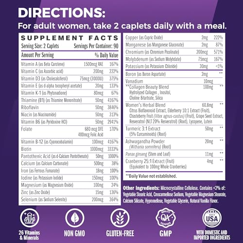 Ultra 360 Multivitamin for Women, Women's Multivitamin with Herbs & Collagen for Hair, Skin & Nails, Supplement with Iron, Vitamin A,... - Image 2