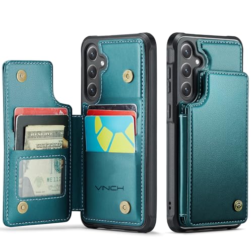 Vinich for Samsung Galaxy S24 FE Wallet Case with Card Holder, RFID Blocking Credit Slots Kickstand Shockproof Phone Cover Fit for Galaxy S24 FE 6.7" Bluish Green by Vinich - Used condition - US$14.22