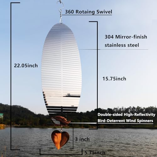 2pcs 15.8"x 5.9" Bird Deterren for Outside Patio Garden Porch Pool Window,Mirror High Reflective Bird Scare Devices Wind Spinners Outdoor Decor, to Keep Woodpecker Away from House by DJUAN - Used condition - Image 3