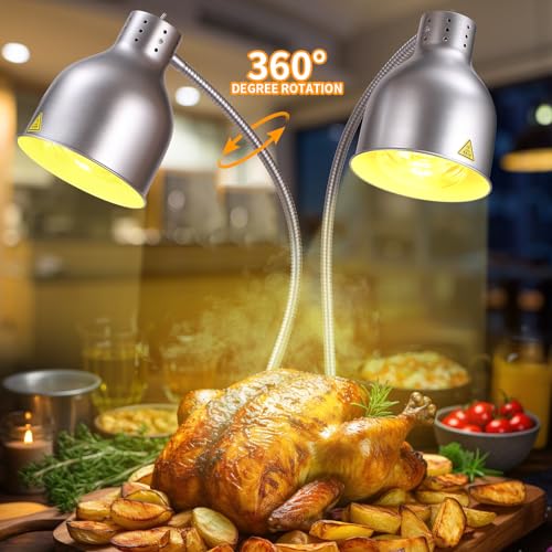 Frypls JR-01 Food Heat Lamp,500W Commercial Grade Adjustable 2-Head Warmer Warming Light thumb #3