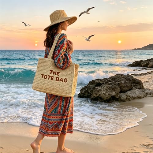 Bolso tote tejido para mujer, grande, playa miniatura 4