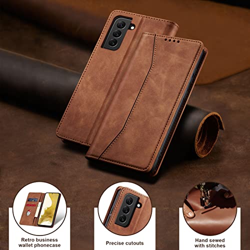 Image of Jasonyu Flip Wallet Case for Samsung Galaxy S22 Plus /S22+,Brown