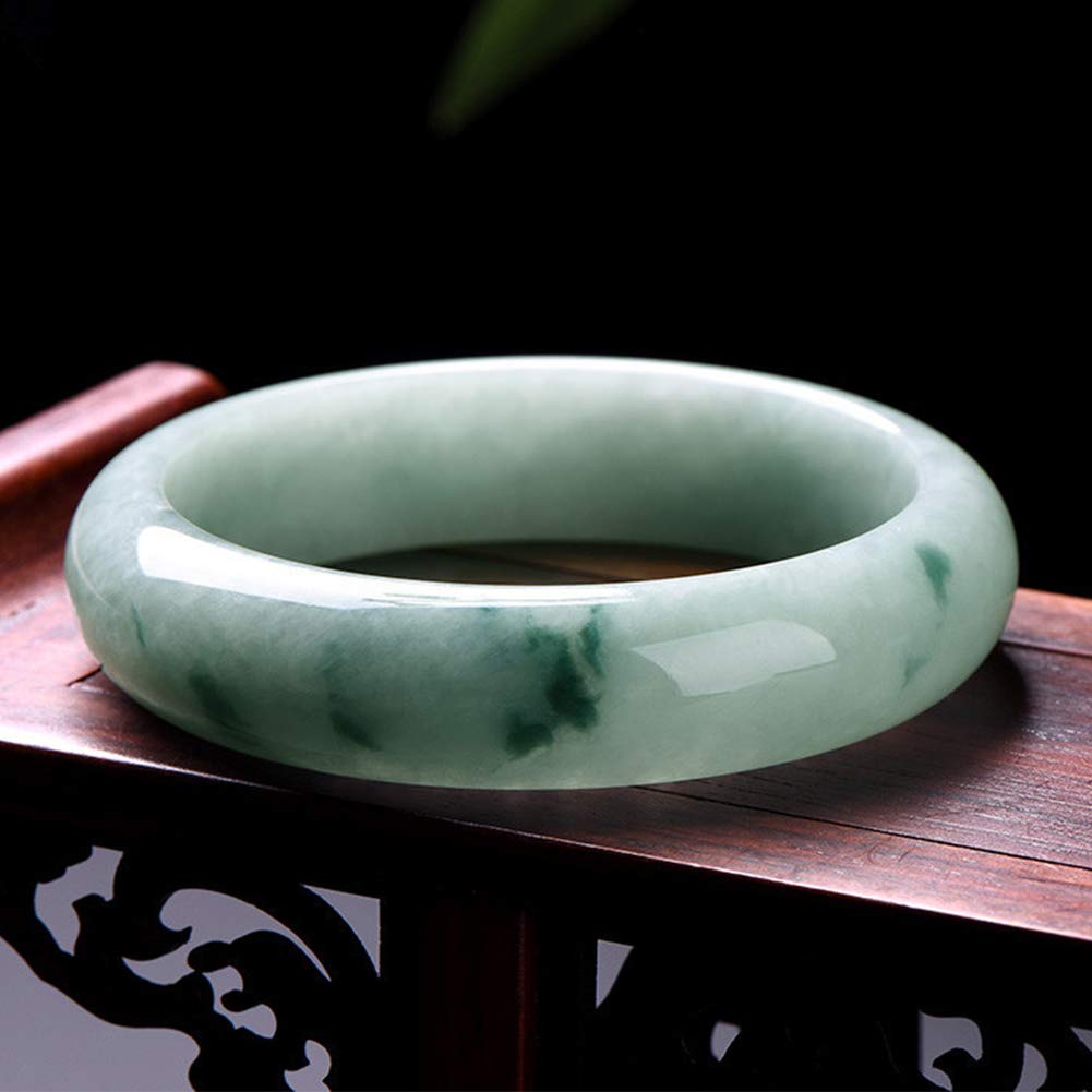 Brazalete de Jade Natural Hecho a Mano Bangle Mujer Charm Fashion Bracelet Jewelry para Abuela Amante Novia,Natural,54-56mm