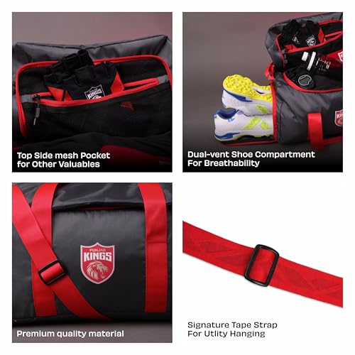 Image of Nivia X Punjab Kings Blend Duffle Bag 20L - Ventilated Shoe Compartment, Mesh Organizer, Quick-Access Pocket for Gym & Short Travel