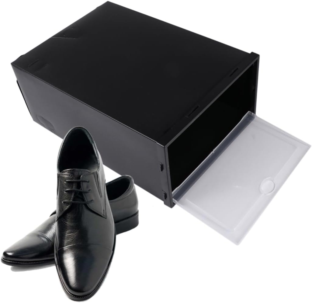 6pcs Plastic Storage Boxes for Shoes Stackable Shoe Boxes Lids for Home Closet Office