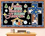 Christian Bulletin Board Decorations Jesus is The Reason for The Season Classroom Cutouts Christmas Nativity Religious Paper Decors for Xmas Holiday Sunday Church Chalkboard Wall Decor Supplies