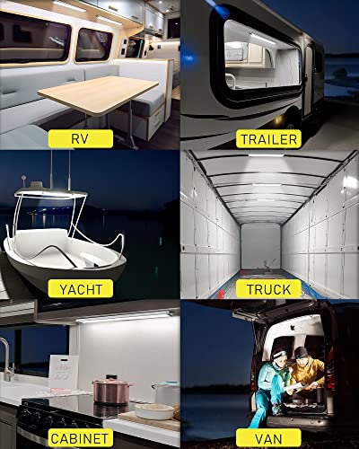 MERTTURM DC12-85V Listwa świetlna 42cm 228LED Pasek świetlny 1000LM 10W Oświetlenie Wnętrza Samochodu z Przełącznikiem Lampa Sufitowa do Kampera Ciężarówki łodzi Furgonetki(4 szt)