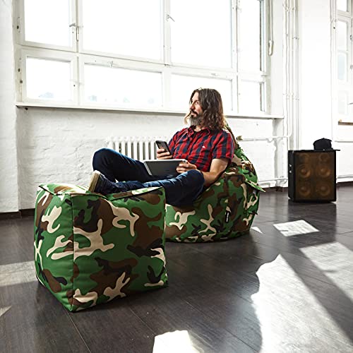 Green Bean© 2er Set Sitzsack + Hocker - fertig befüllt - robust waschbar schmutzabweisend - Kinder & Erwachsene Bean Bag… – Bild 3