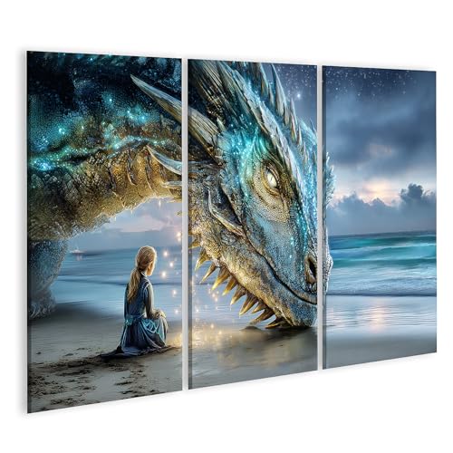 Tableau sur toile Mère dragon œuvre protectrice et poétique plage