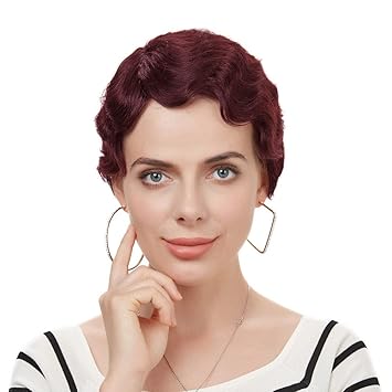 99J: Wignee Short Finger Wave 100% Human Hair Mommy Wig For Fashion Women (99J)