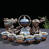 Scizorito Chinese Gongfu Tea Set Gift Box, Chinese Dragon Shape, Pure Hand Firing, with 360Rotating Teapot and Infuser, Suitable for Office, Home, Gift (Dragon Feast)