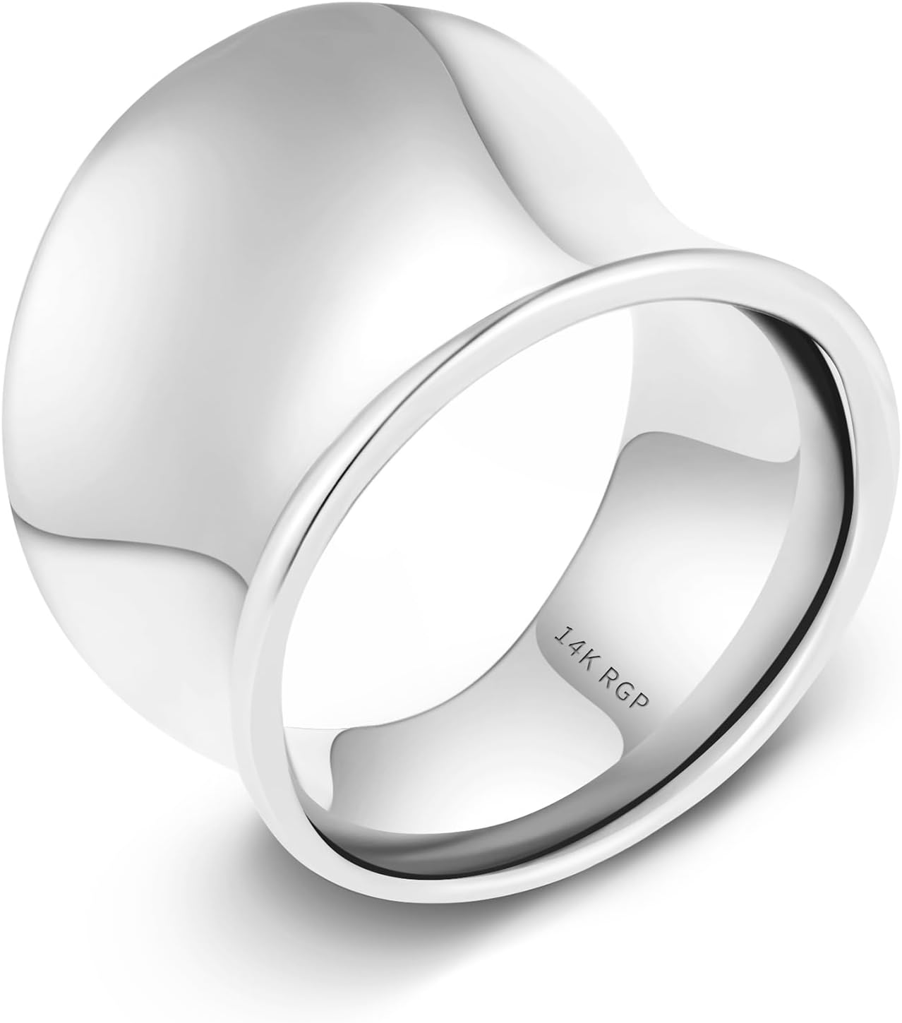 Wide Statement Band Rings for Women and Men,High 14K Gold Plated Polish Large Thumb Index Full Finger Rinds Size 6-11(Gold and Silver)