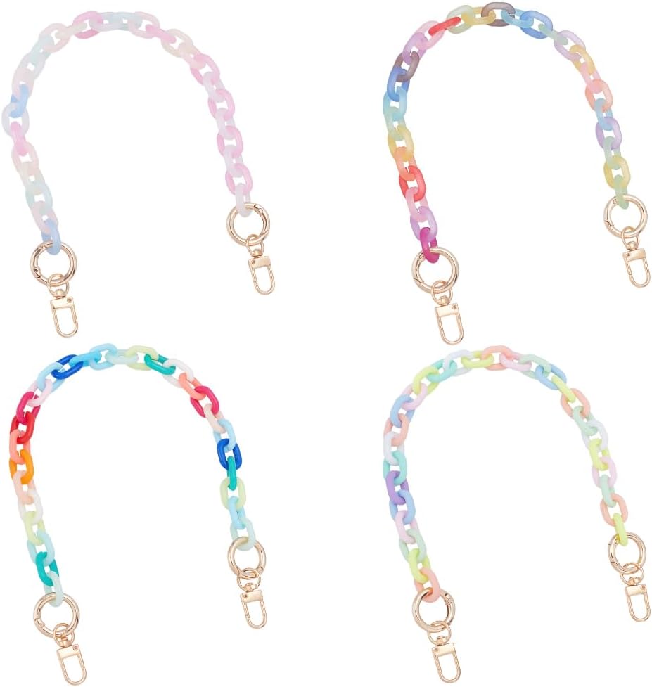 UNICRAFTALE 4 Colors 40cm Rainbow Acrylic Purse Strap Bag Chain Cute Handle Replacement Handbag Crossbody Shoulder Strap Accessory Decoration for Bags Purse DIY Making