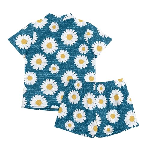 Image of Pjs Womens Short Sleeve Button Down Pajamas Set Two-Piece Nightwear with Pockets