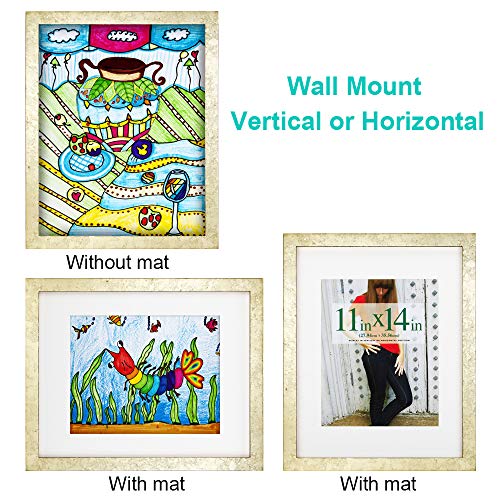 Rpjc 11X14 Picture Frames Made Of Solid Wood And High Definition Glass Display Pictures 8X10 With Mat Or 11X14 Without Mat For Wall Mounting Photo Frame Gold #TOP3