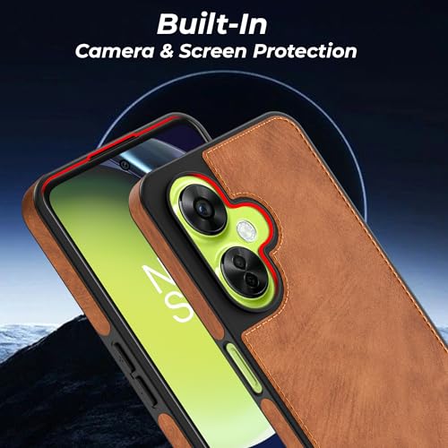Image of A rtistque Premium Pu Leather Back Cover Case for Oneplus Nord CE 3 Lite 5G | Drop Protection | Smooth Grip | Raised Camera Edges - Brown