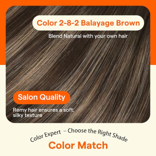 Image of Full Shine Seamless Clip in Hair Extensions, Brown Blonde Blend | Clip in Hair Extensions, 18 Inch 85g 4 Pcs, Fuller Ends, Straight Finish, Family Photos, Shoulder-Length Hair